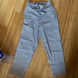H&M paper bag trouser pants size 10 plaid
